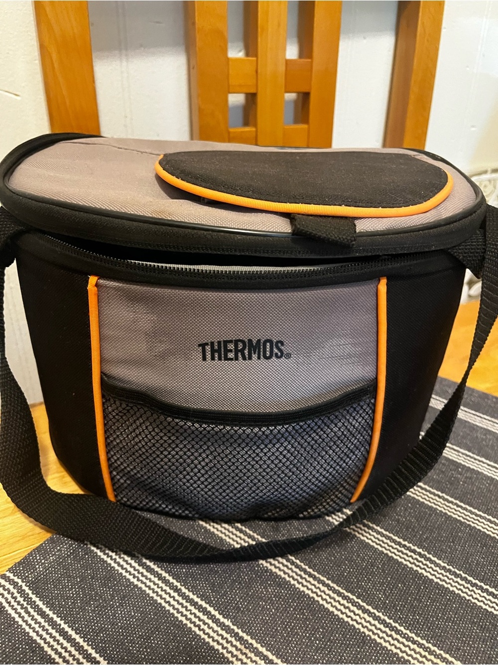 Thermos Gray and Orange Men's Toiletry / Lunch Cooler Bag